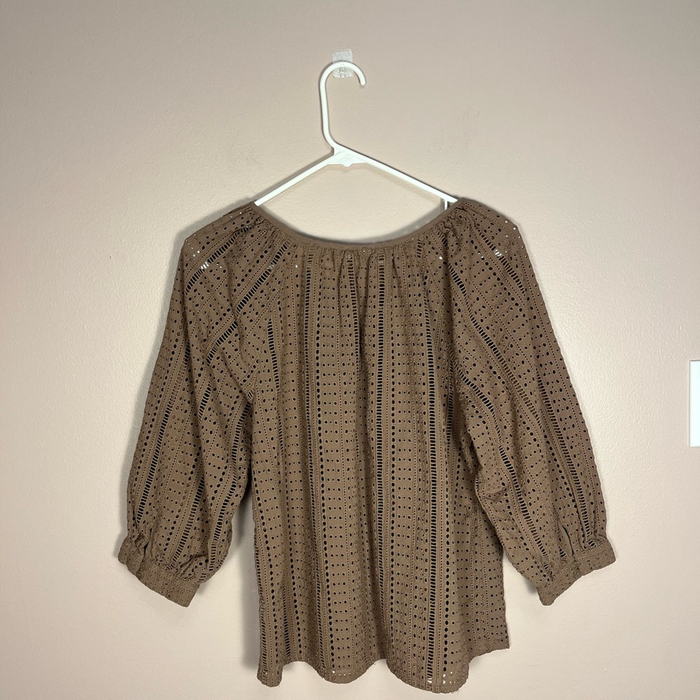 Joie Brown Eyelet Blouse - Picture 5 of 7
